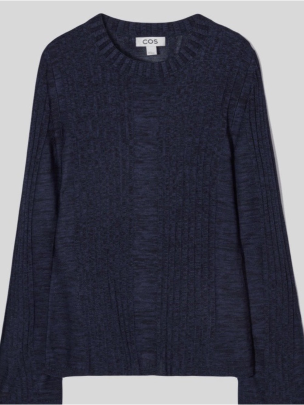 COS Navy Ribbed-Panel Crewneck Sweater